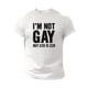 thumbnail image 1 of Camiseta informal de manga corta para hombre con estampado de eslogan divertido, cuello redondo, corte regular, ideal para verano al aire libre., 1 of 6