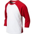 thumbnail image 2 of Complete Game 3/4 Sleeve Baseball Shirt, Youth Medium, White with Scarlet Sleeves, 2 of 3