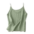 thumbnail image 5 of Jsaierl Women's V Neck Spaghetti Strap Linen Cami Top, Pocket Detail Crinkled Lightweight Camisole, Beach Vacation Casual Layering Vest, 5 of 10