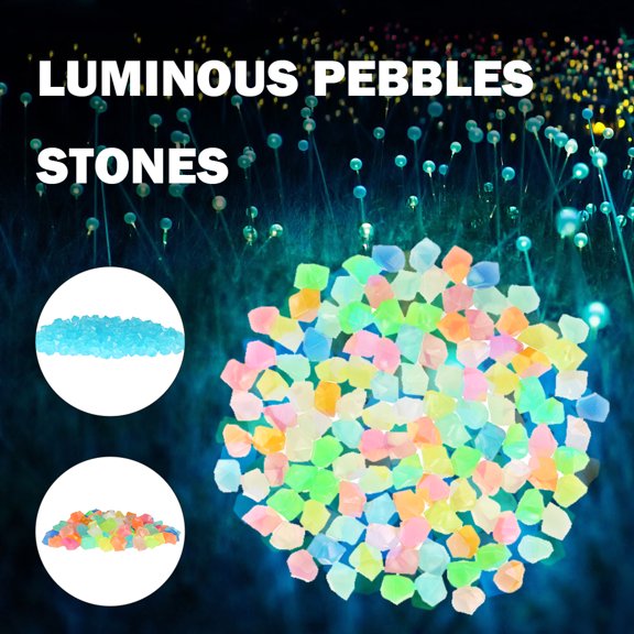 Protoiya 300Pcs Luminous Pebbles Stones,Luminous Stones Glow in The Dark Garden Pebbles Rocks for Home Outdoor Walkways Garden Path Patio Lawn Garden Yard Fish Tank Decor Mix Color