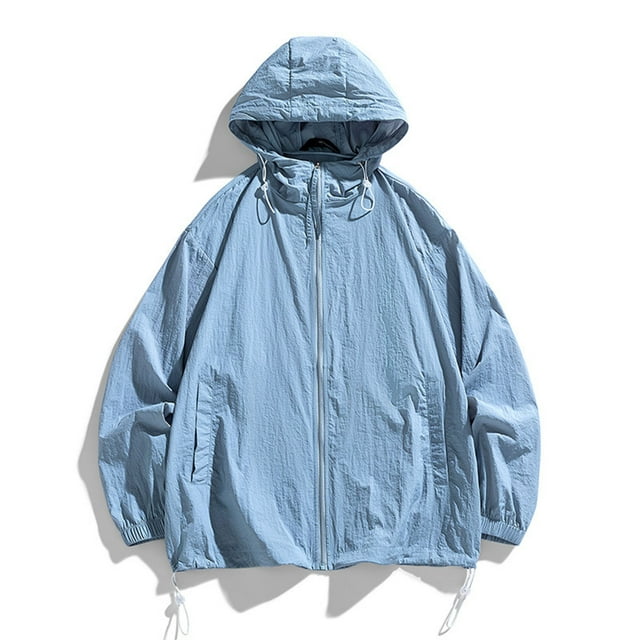 RXIRUCGD Ensemble de Protection Solaire pour Homme Veste Décontractée à Manches Longues avec Capuchon, Bleu Pâle, Taille : 2TG