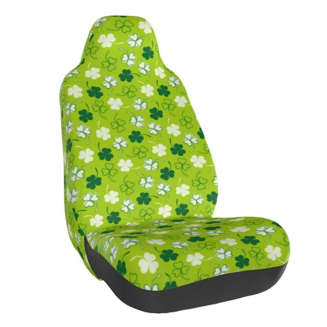 Wukai St Patrick's Day7 Full Set Car Seat Covers with Soft Padding Universal Auto Front Seats Protector and Cushion Mat