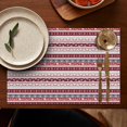 thumbnail image 4 of Red Christmas Folk Pattern Summer Placemats Table Placemats Set Of 6-Linen Kitchen Washable Placemats Table Mats 11.8"x17.7" Non-Slip Heat Resistant, 4 of 5