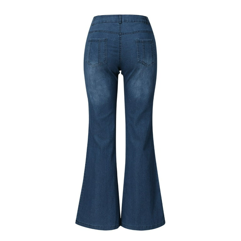 gvdentm Bell Bottom Jeans For Women Women's Mid-Rise Slim Fit