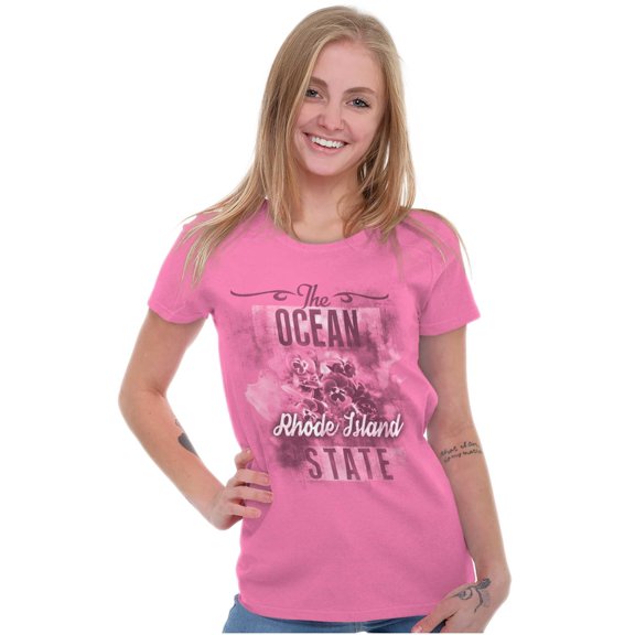Rhode Island RI State Flower Souvenir Womens Slim Fit Graphic Tee Brisco Brands S