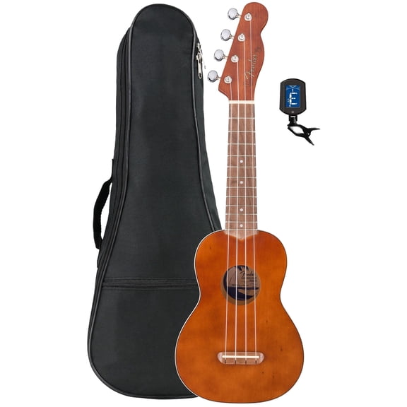 Fender Venice Soprano Ukulele - Natural Bundle with Gig Bag and Tuner