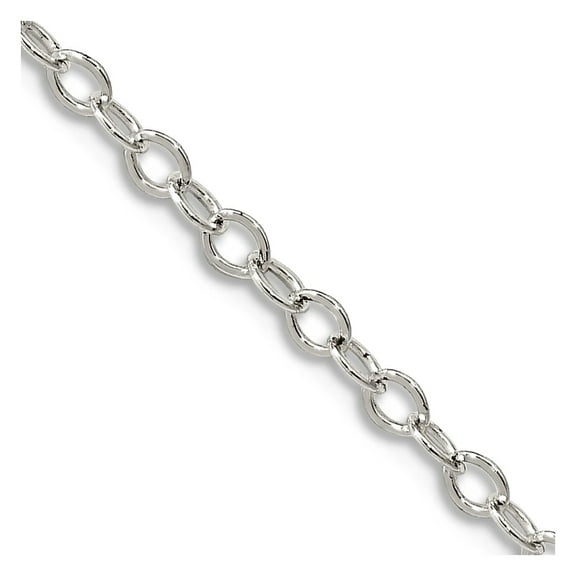 925 Sterling Silver 2.5mm Flat Open Oval Cable Chain Necklace 24 Inch Chain Necklace for Women and Men