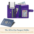 thumbnail image 3 of ComfiTime Passport Holder – RFID Blocking Passport Travel Wallet, Waterproof PU Leather Passport Cover Case for Men/Women, Anti-Theft ID, Card & Boarding Pass Holder & Travel Organizer, Purple, 3 of 11