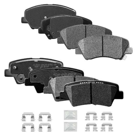 ACB ZONE Front & Rear Disc Ceramic Brake Pads Set w/Hardware Fit for 2012 2013 2014 2015 2016 2017 Hyundai Accent Kia Rio