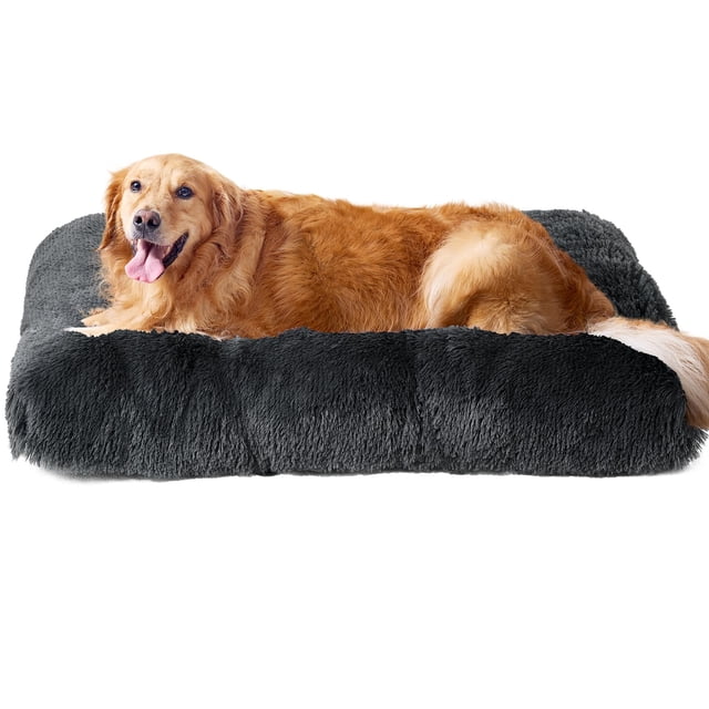 Cama tipo jaula para perros EHEYCIGA, mullida y esponjosa, de piel sintética para perros de tamaño XL