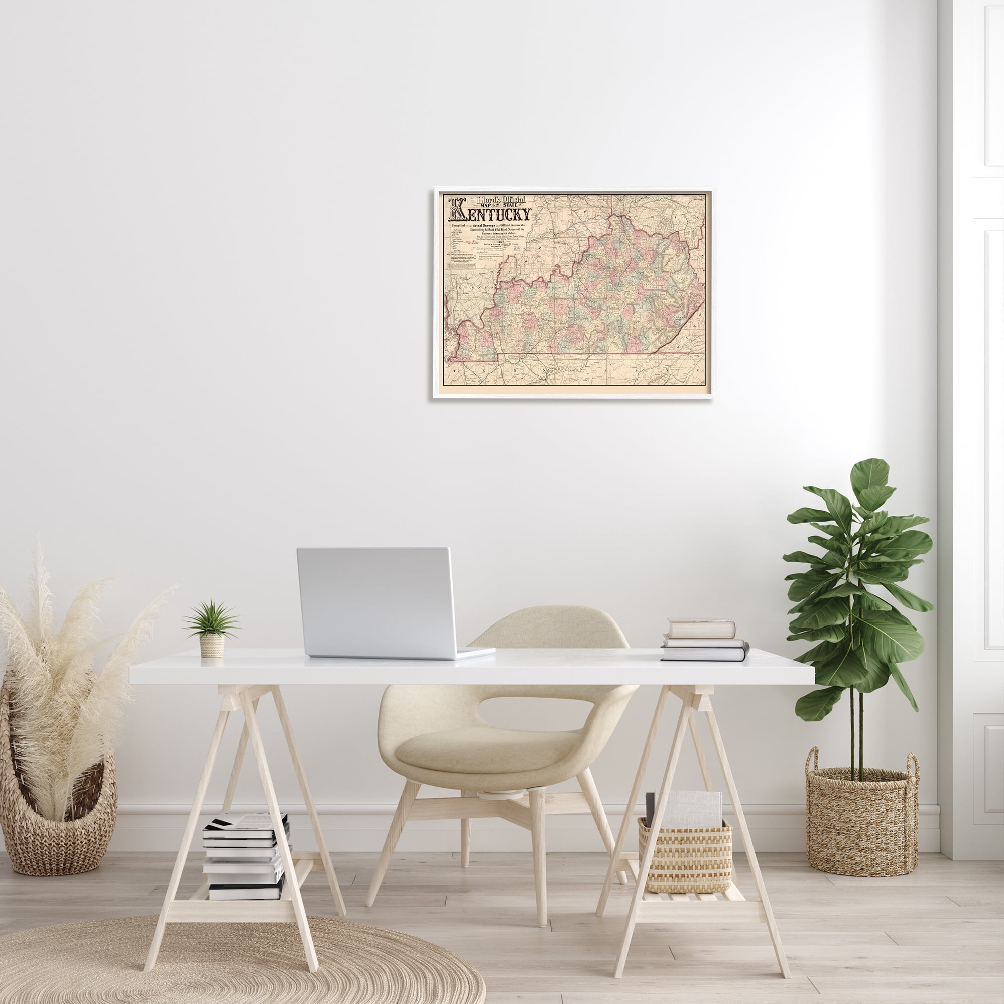 Stupell Industries Historic Kentucky Southern US State Map Vintage Cartography, 30 x 24, Design by Daphne Polselli
