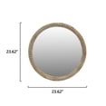 thumbnail image 3 of GDF Studio 23.62" Round Decorative Wall Mirror, Distressed Wood Beaded Frame, Farmhouse Accent Style, Natural, 3 of 8