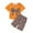 Orange, variant on Hienoo Toddler Girls Outfits Bow Print Short Sleeve T-Shirt Leopard Shorts Set, Sizes 3-7
