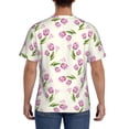 thumbnail image 3 of Vsdgher Tulips Flowers Print Men's Dry Fit Mesh Athletic Shirts Moisture Wicking Tennis T-Shirt Tops, 3 of 9