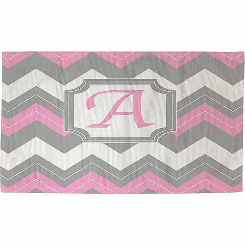 Thumbprintz Chevron Monogram Rug, Pink