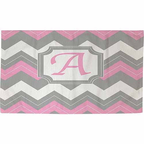 Thumbprintz Chevron Monogram Rug, Pink
