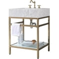 thumbnail image 3 of GGISHA 24"x 21"Freestanding Bathroom Vanity with Sink,Carrara Marble,Golden Frame, Tempered Glass Shelf, 3 of 6