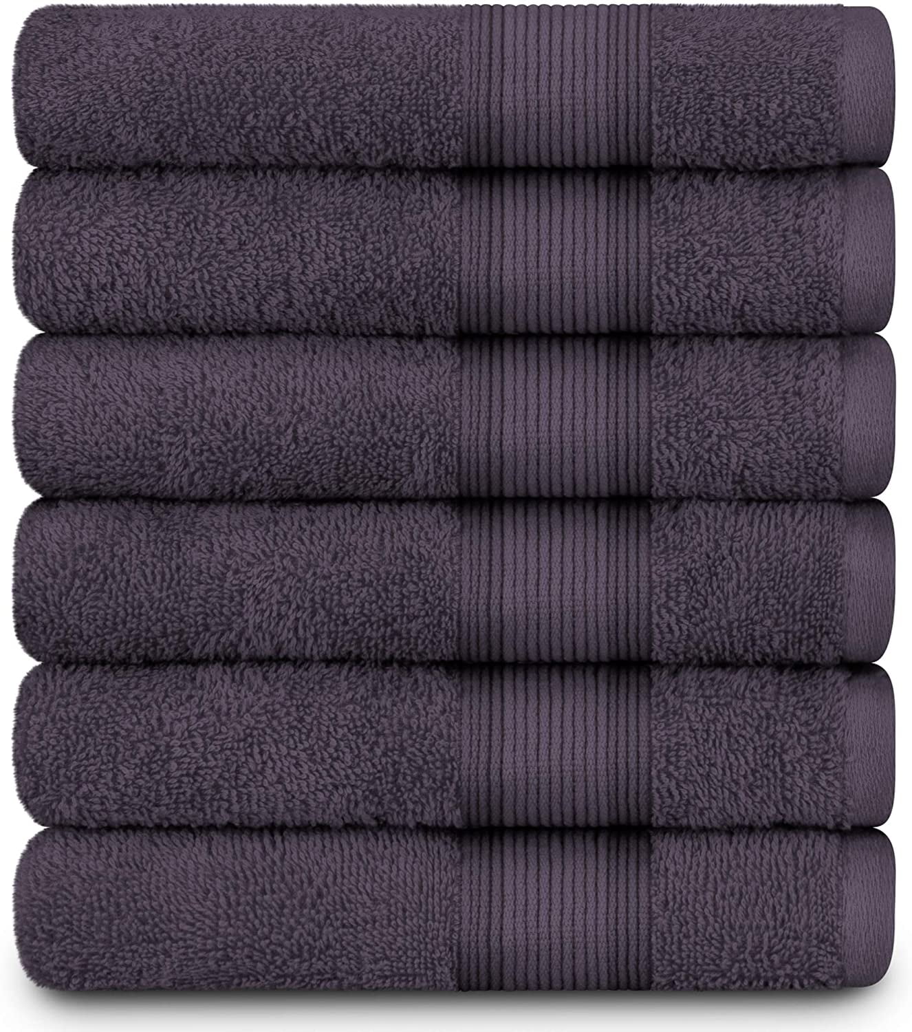 Mellanni Hand Towels 100% Cotton 16 inchx28 inch, 6 Pack, Black, Size: 16 x 28