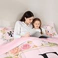 thumbnail image 4 of Homewish Butterfly Monogrammed E Twin Bedding Sets 7-Piece for Kids, Romantic Pink Initial Letter Bedding Comforter Set, Cartoon Theme Reversible Sheet Sets, Breathable Home Decor, 4 of 7
