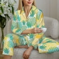 thumbnail image 5 of JUNZAN Pineapples1 Print Womens Pajama Sets,Long Sleeve Button Down for Women Pjs 2 piece, 5 of 7