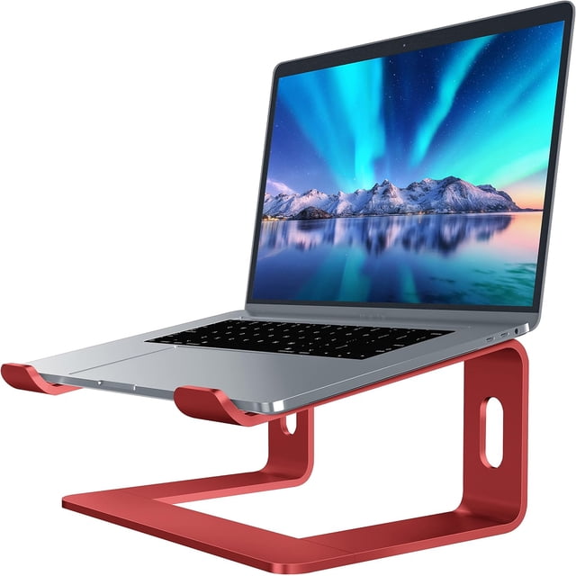 GFDYREE Laptop Stand, Aluminum Computer Riser, Ergonomic Laptops Elevator for Desk, Metal Holder Compatible with 10 to 15.6 Inches Notebook Computer, Red