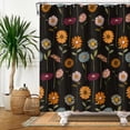 thumbnail image 3 of SUNOLIFE Daisy Floral Shower Curtain Black Flowers Waterproof Fabric Bathroom Curtain 72x72 in, 3 of 4