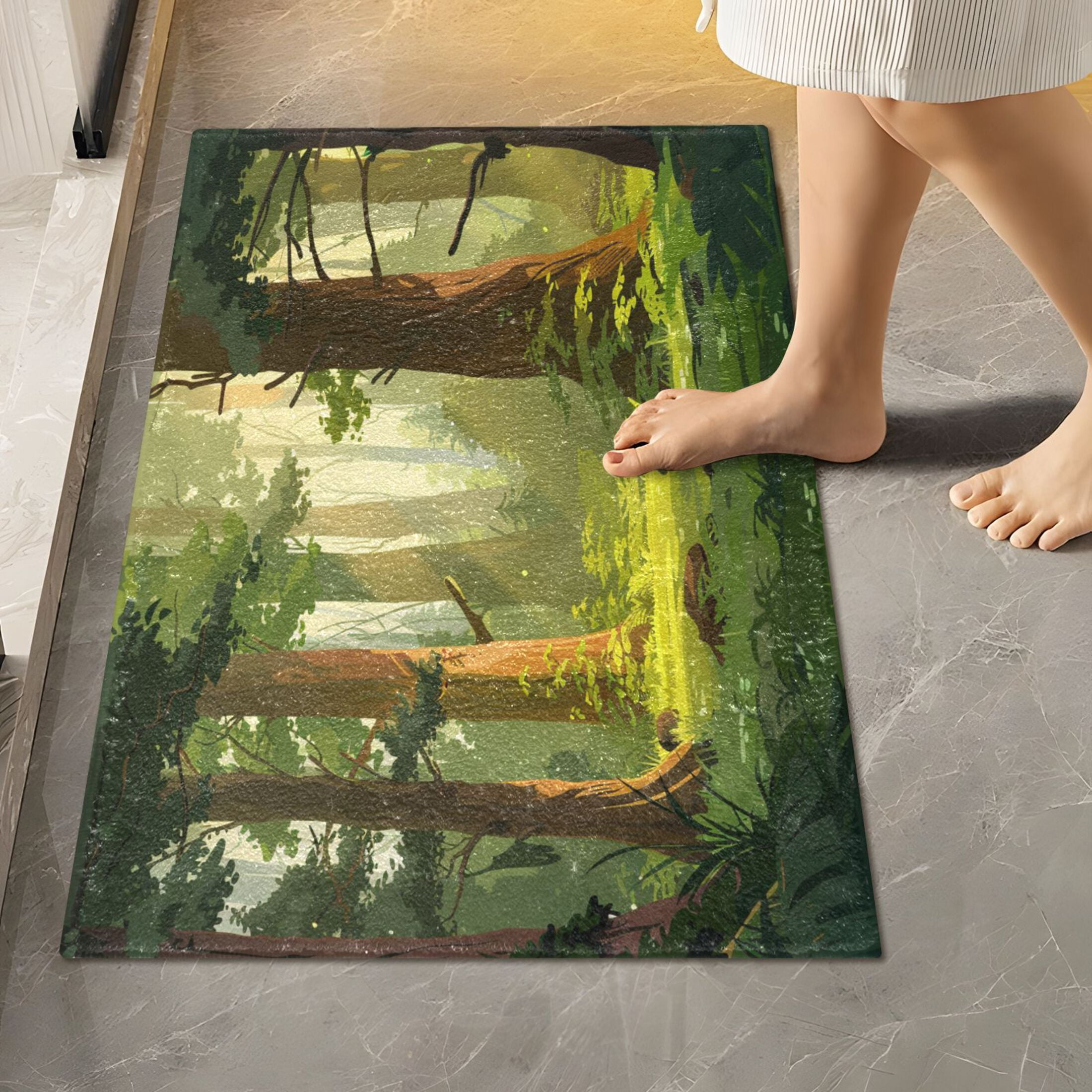 Ryvnso Trees Forest Bathroom Shaggy Rugs Toilet Mat Soft Contour Rug