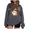 thumbnail image 2 of VKOYWKM Women's Oversized Sweatshirts Halloween Ghost Graphic Sweatshirt Crewneck Long Sleeve Fall Pullover Party Tops Matching Family Halloween Sweatshirts, 2 of 4