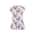 thumbnail image 4 of CCRFTGI Girls Dresses Polo Dress Size 10-12 Short Sleeve Uniform Casual Floral Print Pleated Flare Skater Polo Dresses Back To School Summer Button Collared Picque Polo Dress Purple 3-4 Years, 4 of 5