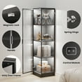 thumbnail image 6 of 63" Corner Display Cabinet with LED Lights, 4 Tier Curio Storage Cabinet & Showcase for Living Room, Bedroom, Black, 6 of 8
