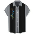 thumbnail image 2 of Lumtrix Mens Bowling Shirt 1950s Retro Print Hawaiian Shirts Short Sleeve Casual Button Down Shirt Beach Shirts Dark Gray L, 2 of 4