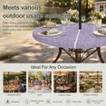 thumbnail image 6 of Round Outdoor Tablecloth with Umbrella Hole and Zipper, Purple Tablecloth with Elastic Waterproof, Farmhouse Vintage Purple Solid Color Modern Patio Table Covers for 45" - 54" Picnic Pool Tables, 6 of 9