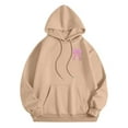 thumbnail image 4 of Yuanlong Womens Hoodies Oversized Pink Bow Graphic Long Sleeve Hooded Sweatshirts Spring Stylish Fashion Comfort Clothes, 4 of 7