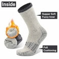 thumbnail image 5 of Busy Socks Mens Womens Crew Thermal Warm Merino Wool Hiking Athletic Socks for Hiker Winter Outdoor Work, Large, 3 Pairs Light Grey, 5 of 7