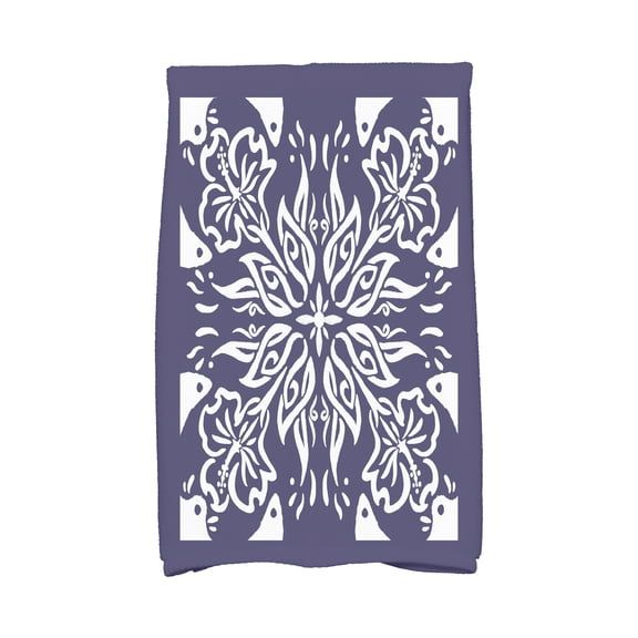 Simply Daisy, 16 x 25 Inch, Cuban Tile 3, Geometric Print Kitchen Towel, Navy Blue