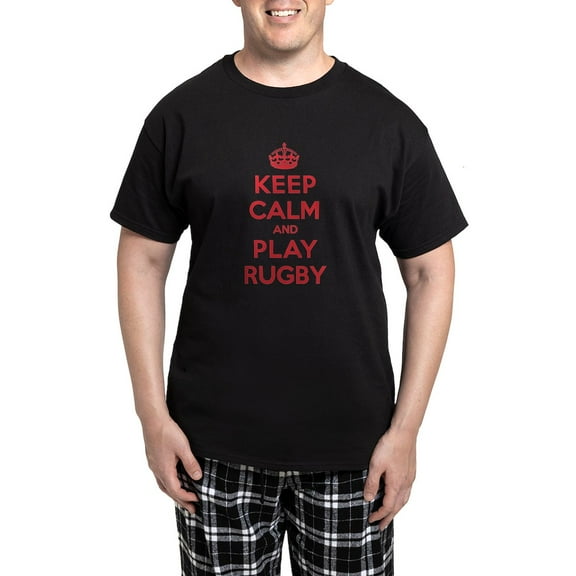 CafePress - Keep Calm Play Rugby Men's Dark Pajamas - Men's Dark Loose Fit Cotton Pajama Set
