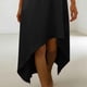 thumbnail image 5 of Vestido de Manga 3/4 para las Mujeres Color Sólido Suelto Lino Irregular Doblado, Casual Cuarto de Manga Vestido para las Mujeres Cuello Redondo Verano Confort Superior, 5 of 7