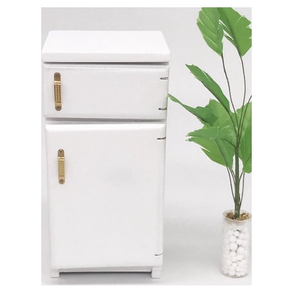 Cergrey Mini Refrigerator,1:12 White Mini Refrigerator Excellent Furniture Model Kitchen Accessory,Refrigerator
