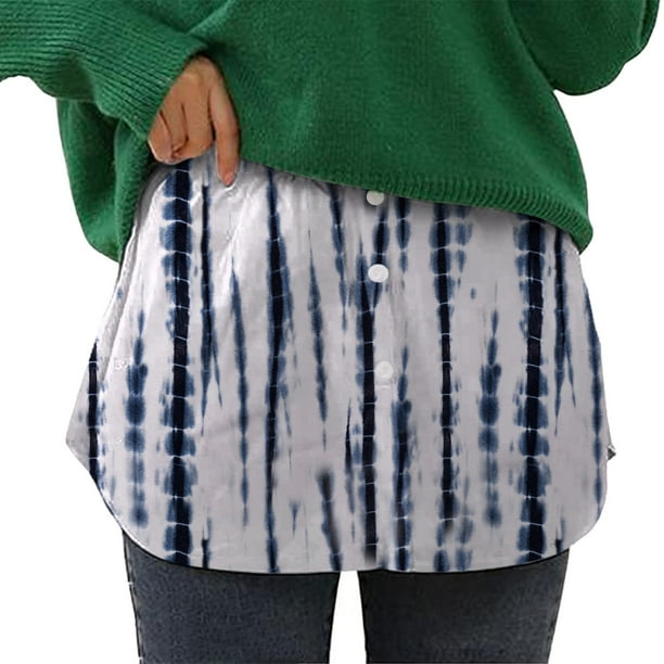 Gibobby mini faldas de tul para mujer, falda inferior, falda de extensión de camisa de barrido con botones, extensión de camisa, parte superior inferior(Azul, XXL)