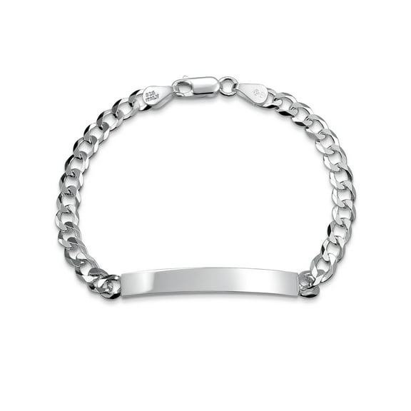 Bling Jewelry Mens Unisex Miami Cuban ID Bracelet Sterling Silver Sleek Design Sizes 7-9 Inch