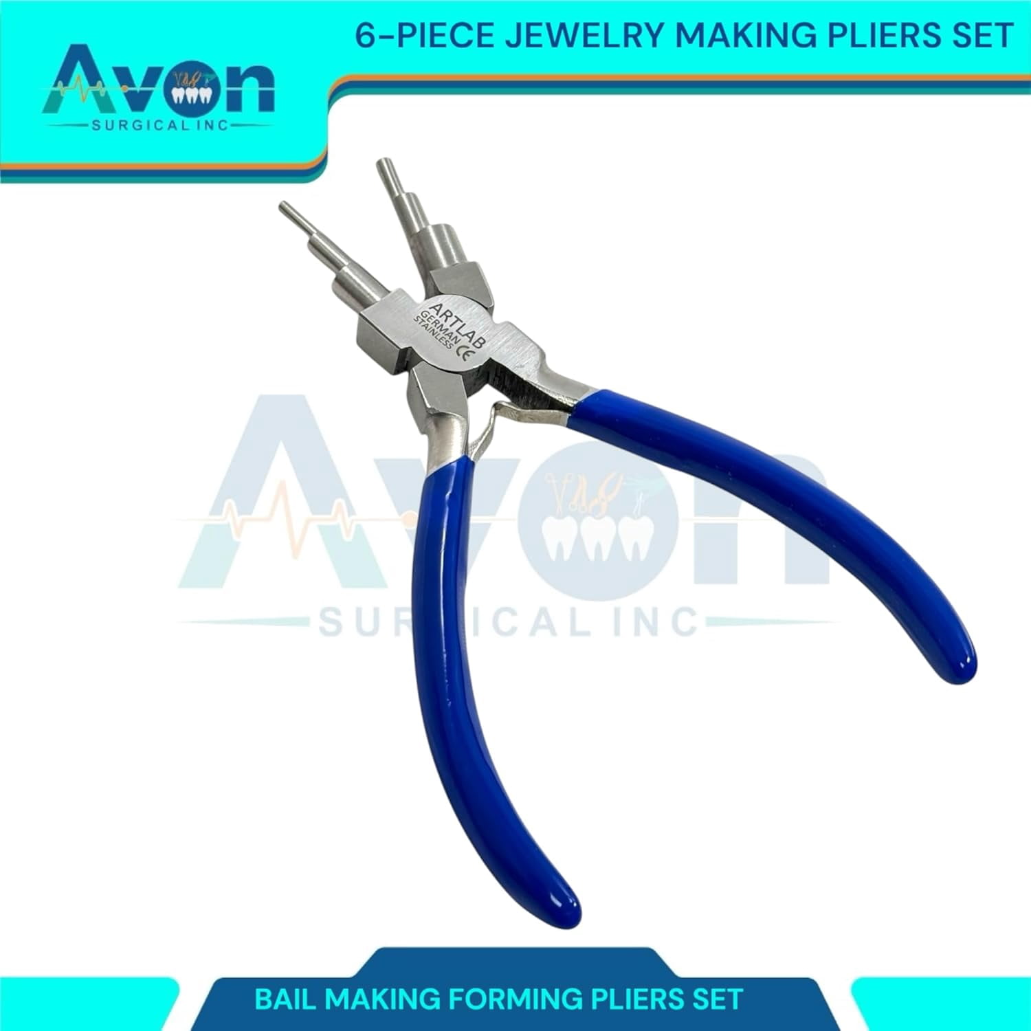Crafts & Jewelry Making Pliers, Non-Slip - for Making Bail, Rings, Loops, and More - Stainless Steel - with Storage Pouch (Set of 6pcs)
