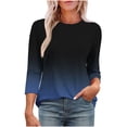 thumbnail image 1 of Plebaso T-Shirts à Manches 3/4 Col Rond pour Femmes Tee-Shirts Décontractés Amples Blouses Dégradées pour S-5TG, 1 of 6