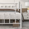 thumbnail image 3 of VECELO Victorian Queen Size Metal Platform Bed Frame with Headboard & Footboard, No Box Spring Needed, White, 3 of 12