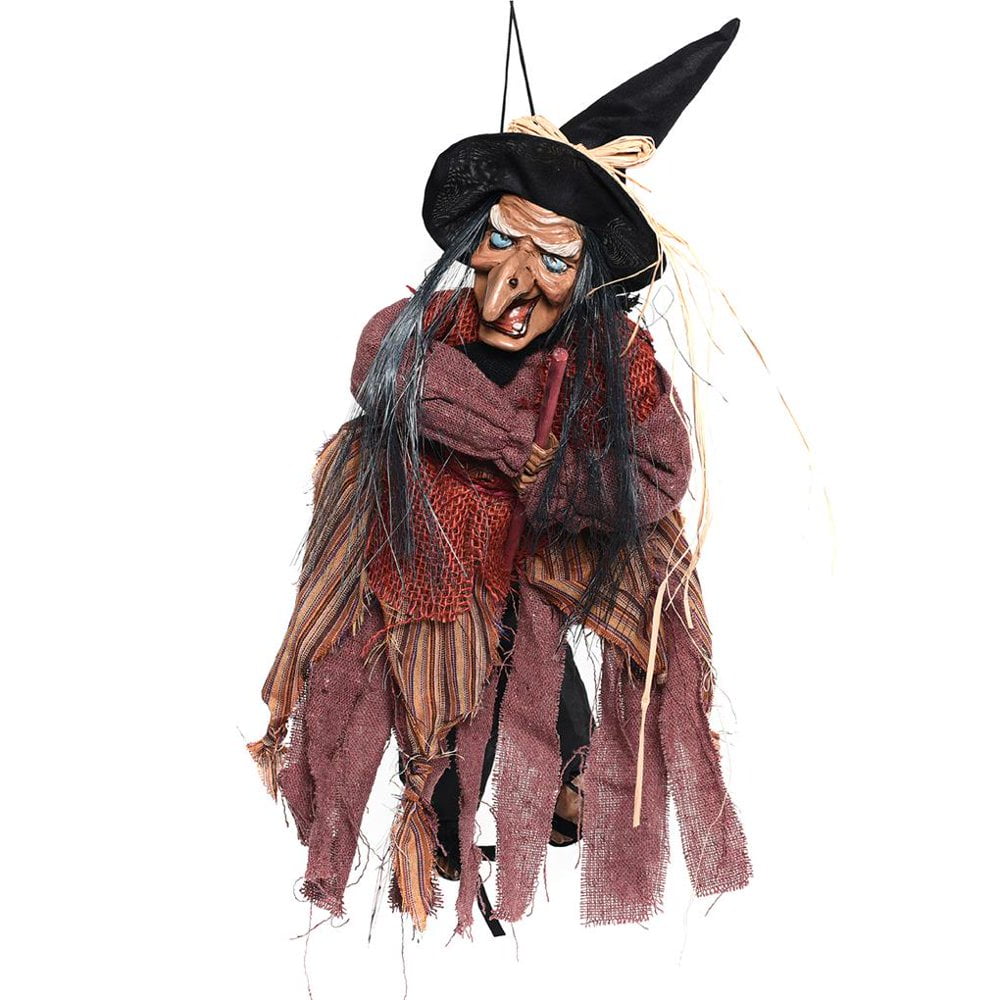 Décoration Halloween Suspendue Sorcière Volante 65x120cm Multicolore Art Déco