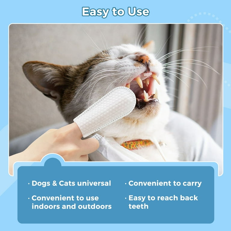 Pet Dental Care Finger Wipes Pet Teeth Cleaning Wipes for Cats and Dogs Dog Teeth Wipes Freshen Breath Reduce Plaque Tartar 2Pack 100PCS