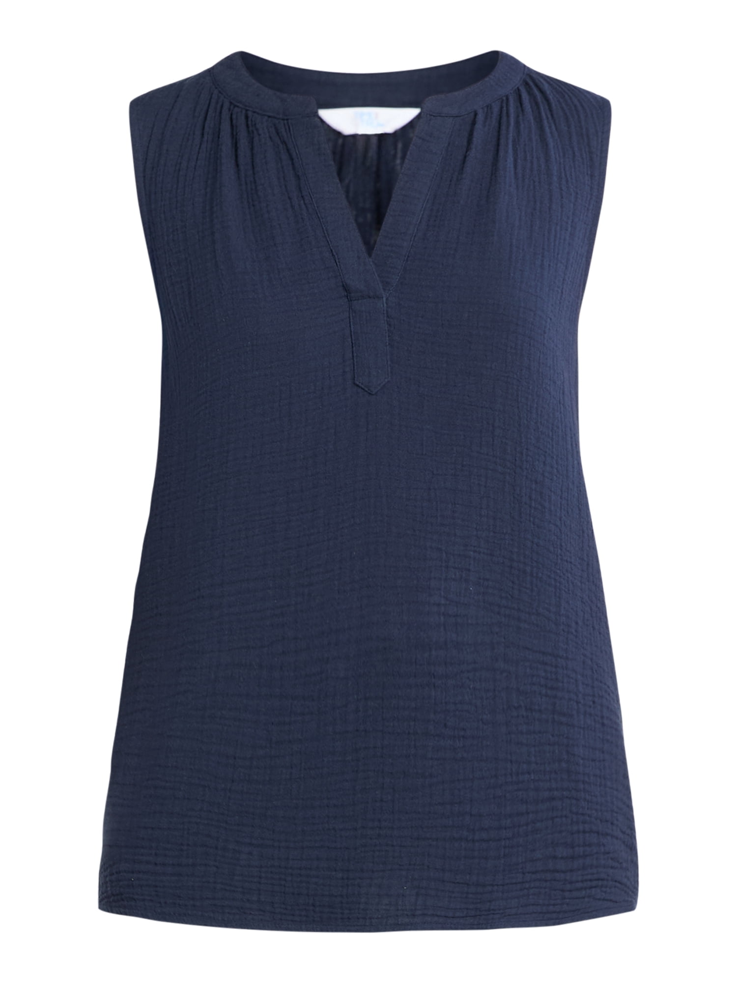 Time and Tru Women's Double Cloth Cotton Tank Top, Sizes XS-XXXL
