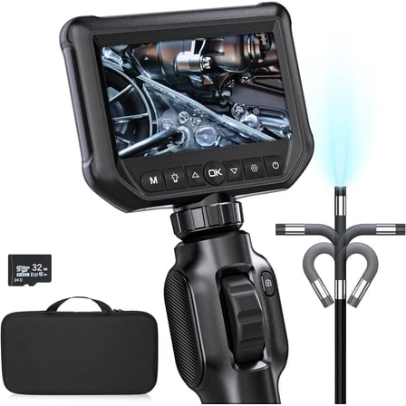 Two-Way Articulating Borescope camera with Light Endoscope Inspection Camera
