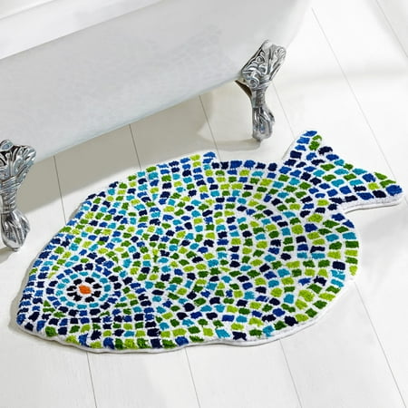 - Fish Mosaic Tufted Cotton Rug 24X36 Multi