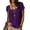 Purple, variant on Women's Solid Linen Short Sleeve U-Neck Button Top Summer T-Shirt