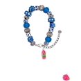 thumbnail image 2 of Delight Jewelry Resin Hot Pink Love Snail Blue Paw Print Bead Bracelet, 7"+2", 2 of 4
